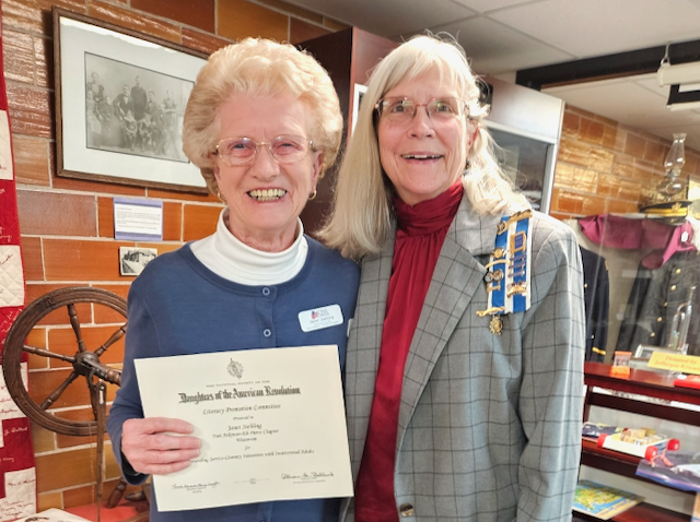 Stehling presented with ‘Outstanding Service by a DAR Member in the Promotion of Literacy’ award 